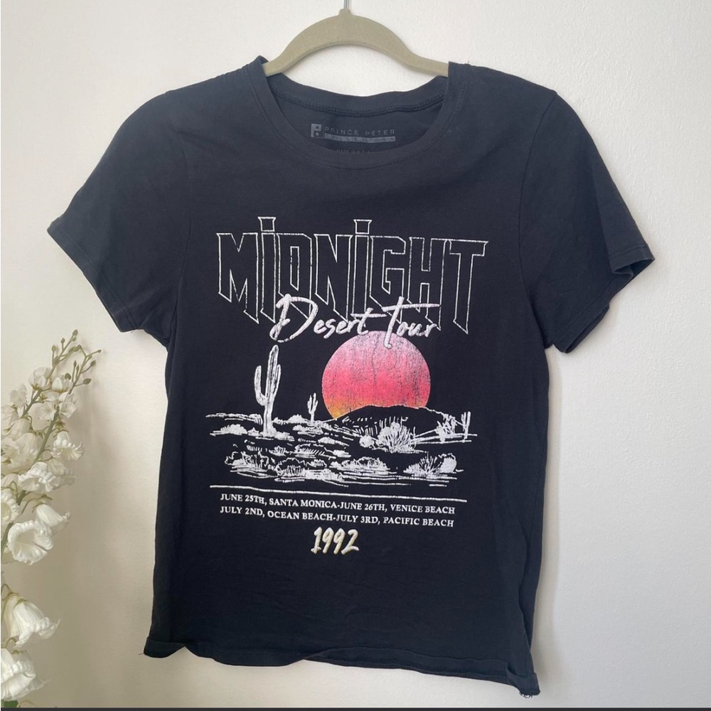 Prince Peter Collection Black Graphic 'Midnight Desert Tour' Tee with Pink Sun